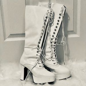 White platform boots
